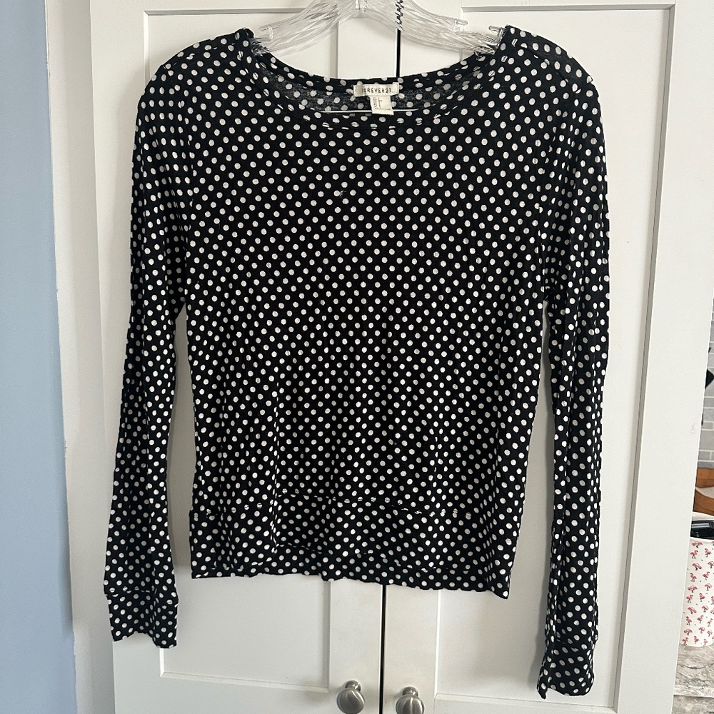 Forever 21 Black Polka Dot Shirt